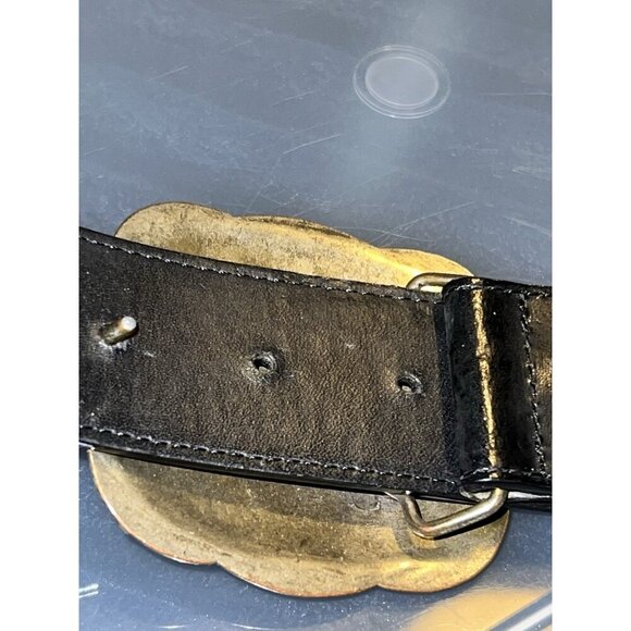 Vegan Black Leather Glitz Belt Buckle Sz M / 33 in / 1.5 in - Picture 5 of 12